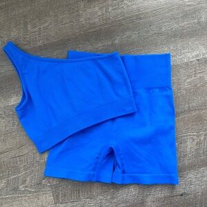 Amazon One Shoulder Bike Shorts Workout Set